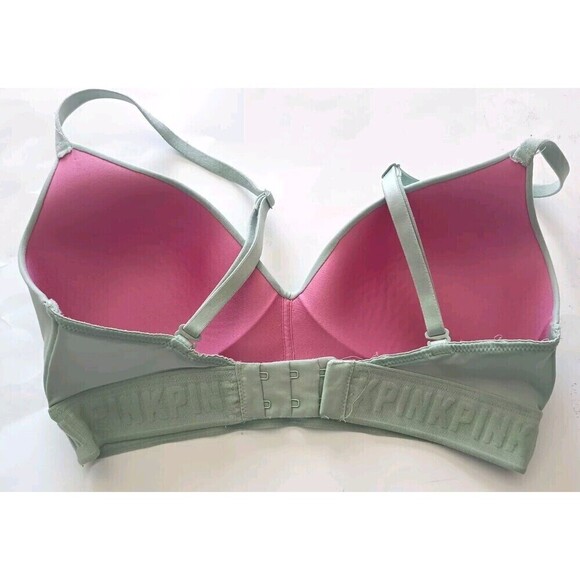 PINK by Victoria's Secret Wireless Bra Size 32D Wireless Soft Sage Love Pink - Picture 3 of 7